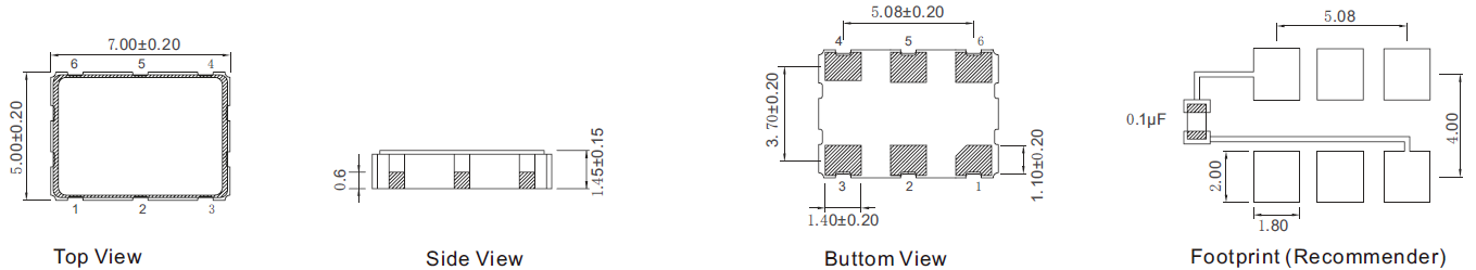 SMD-7050-LVPECL-VCXO-DIMENSIONS