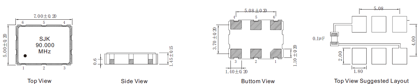 SMD-7050-VCXO-Dimensions