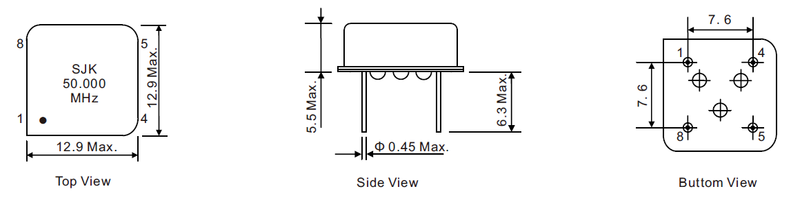 DIP8-HALF-SIZE-VCXO-Dimensions