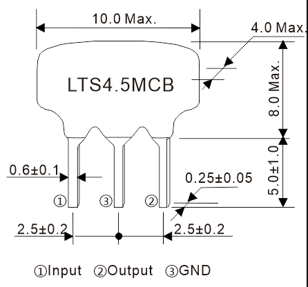 LTS系列陶瓷滤波器尺寸图