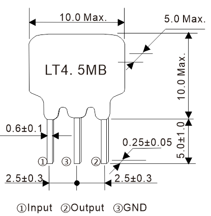 LTMB系列陶瓷滤波器尺寸图