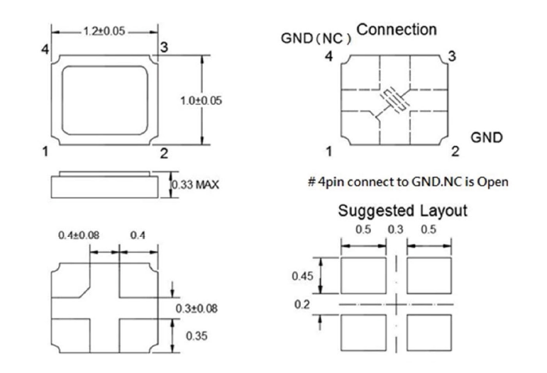 TXC-8J-1210贴片晶振产品尺寸图