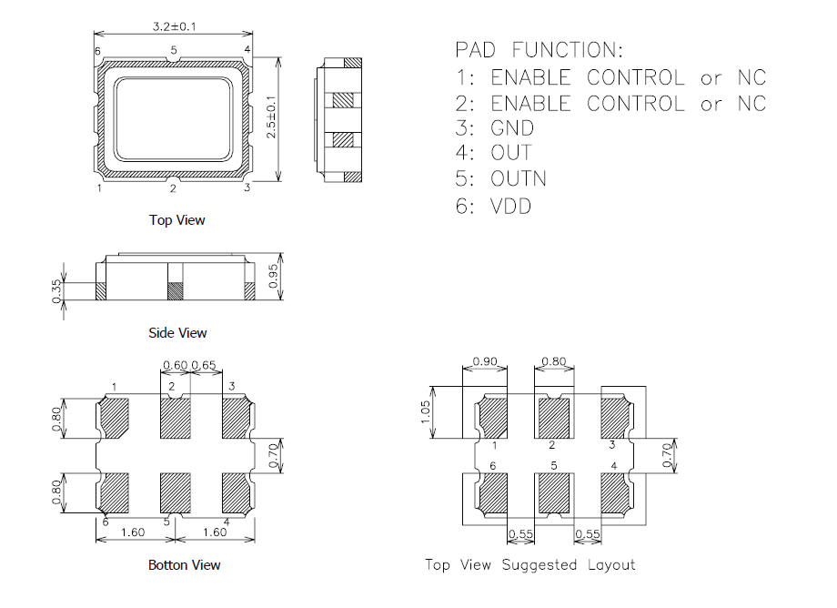 TXC-DH-SMD-3225-HCSL有源晶振尺寸图