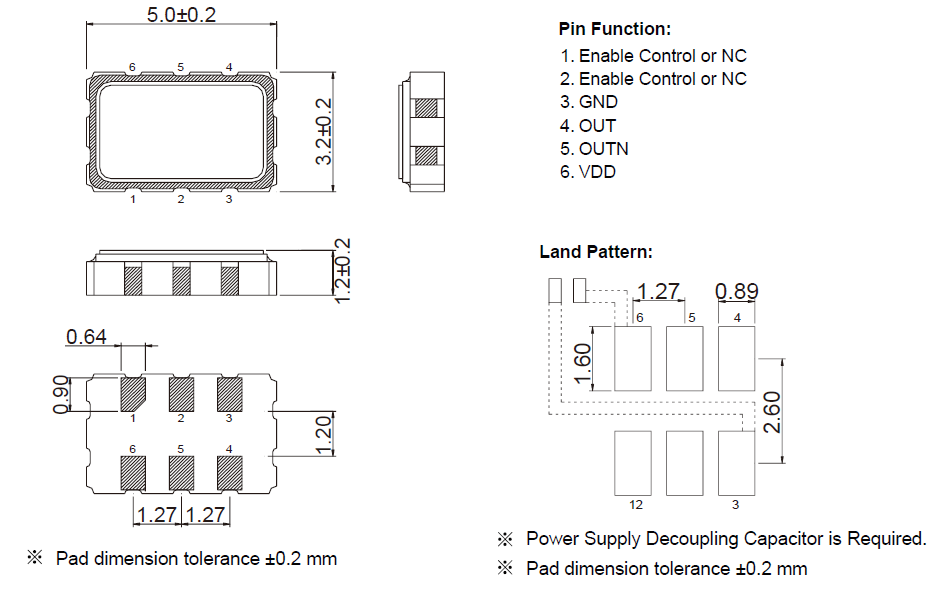 TXC-CR-SMD-5032VCXO压控晶振尺寸图