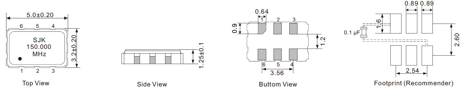 SMD-5032-HCSL-Dimensions